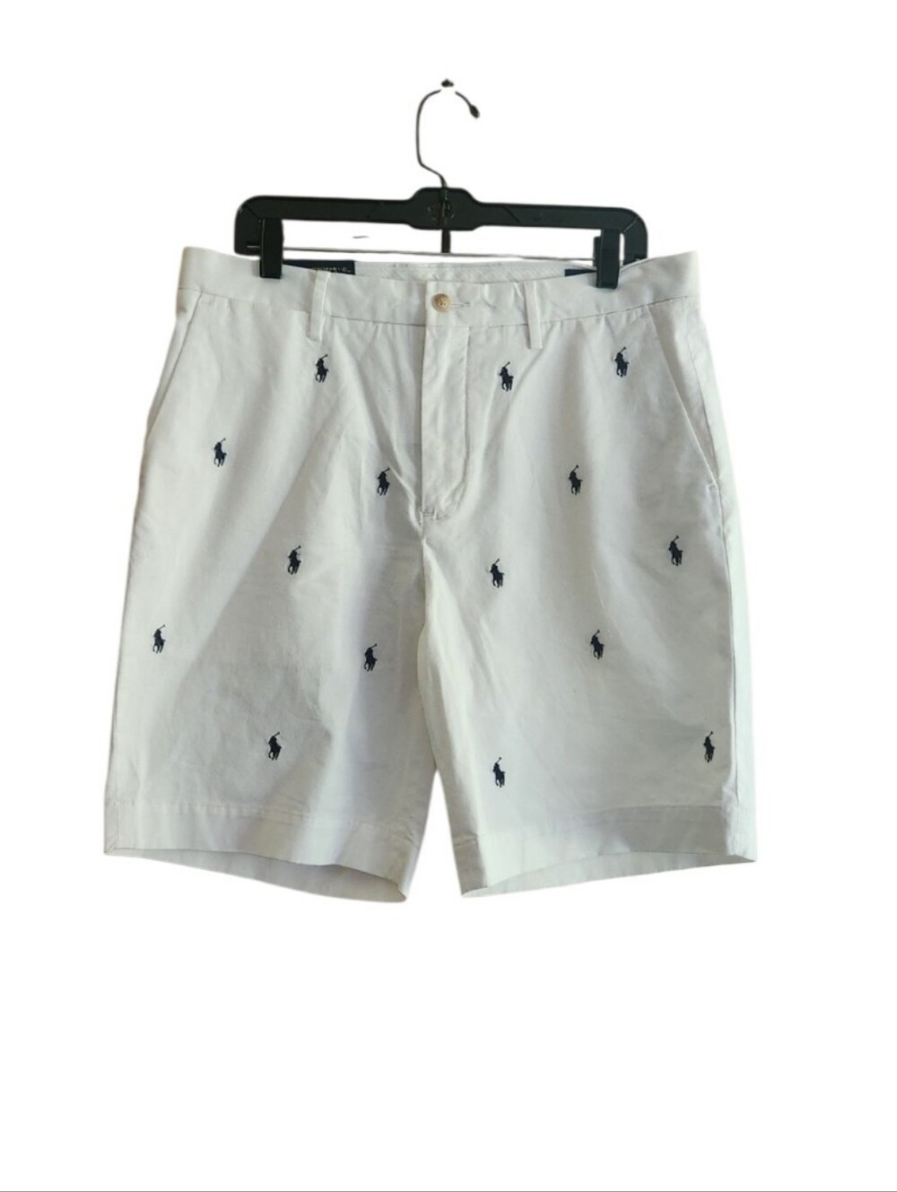 NWT Polo Ralph Lauren White Shorts with Navy Embroidered Polo Players